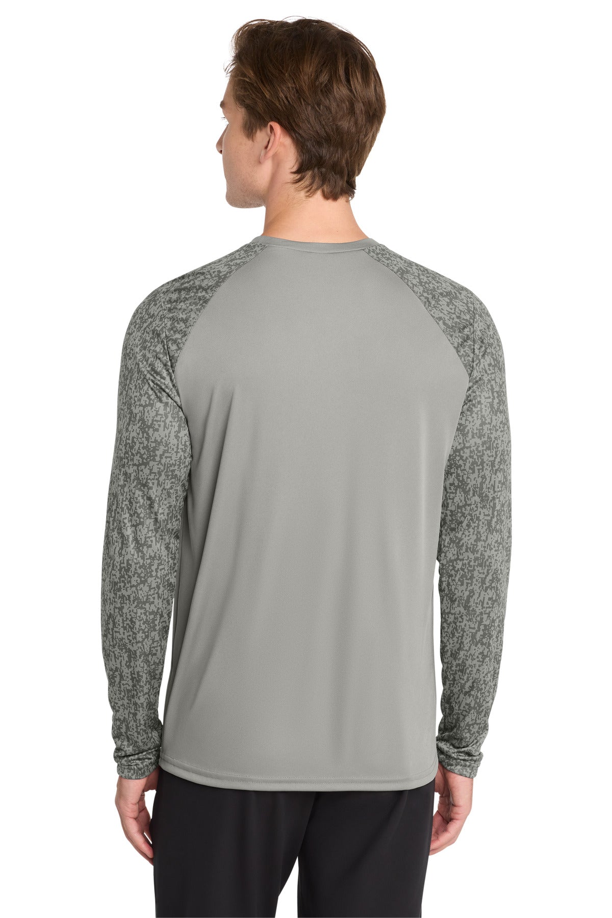 Grey Concrete Sport-Tek Long Sleeve Digi Camo Tee. ST460LS