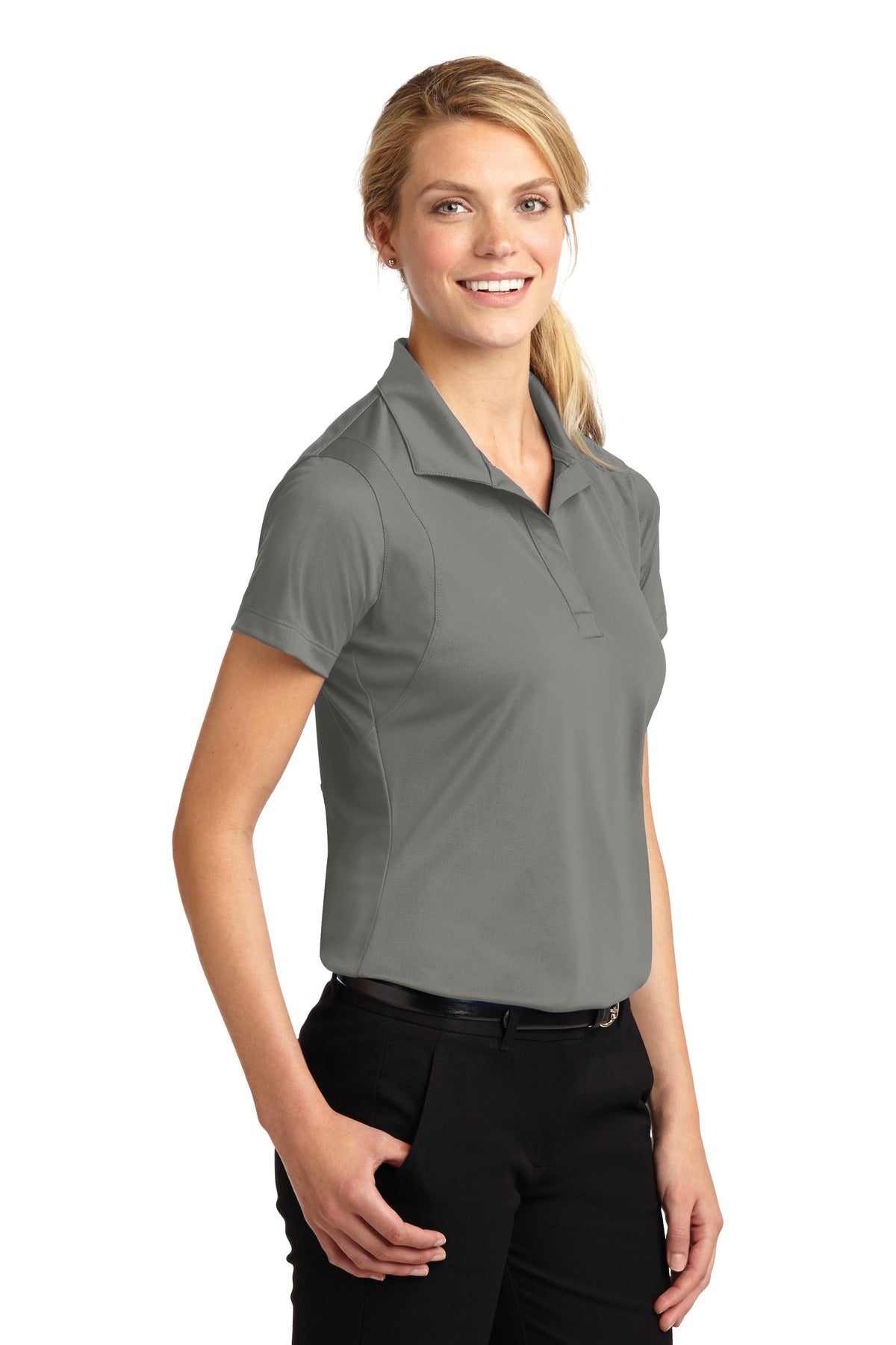 Grey Concrete Sport-Tek Women's Micropique Sport-Wick Polo. LST650
