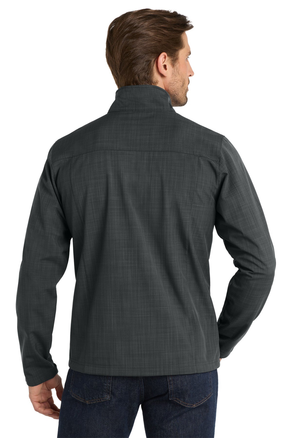 Grey Eddie Bauer Shaded Crosshatch Soft Shell Jacket. EB532