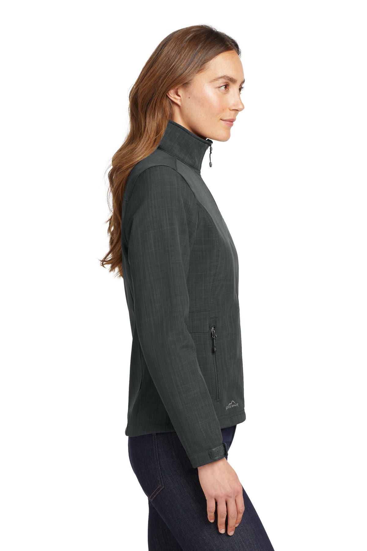 Grey Eddie Bauer Women's Shaded Crosshatch Soft Shell Jacket. EB533