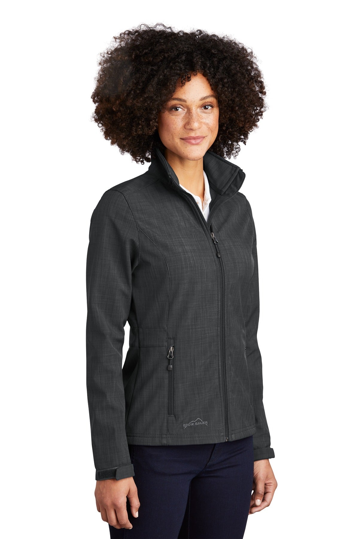 Grey Eddie Bauer Women's Shaded Crosshatch Soft Shell Jacket. EB533