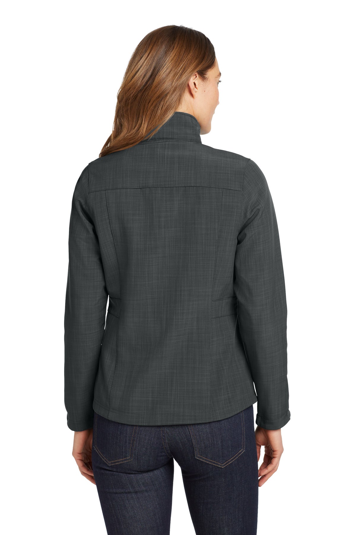Grey Eddie Bauer Women's Shaded Crosshatch Soft Shell Jacket. EB533
