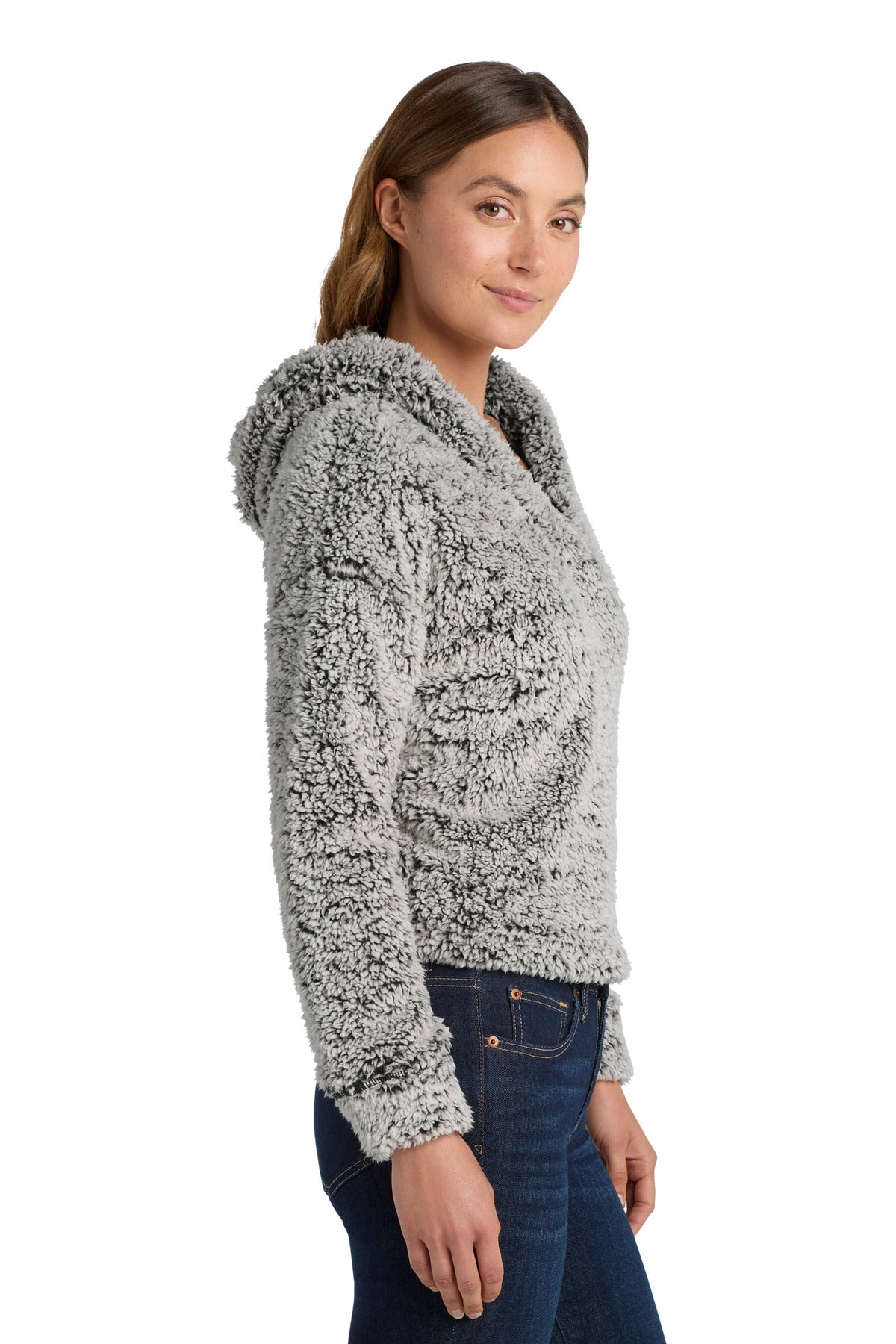 Grey Heather Port Authority Women's Cozy Fleece Hoodie. L132