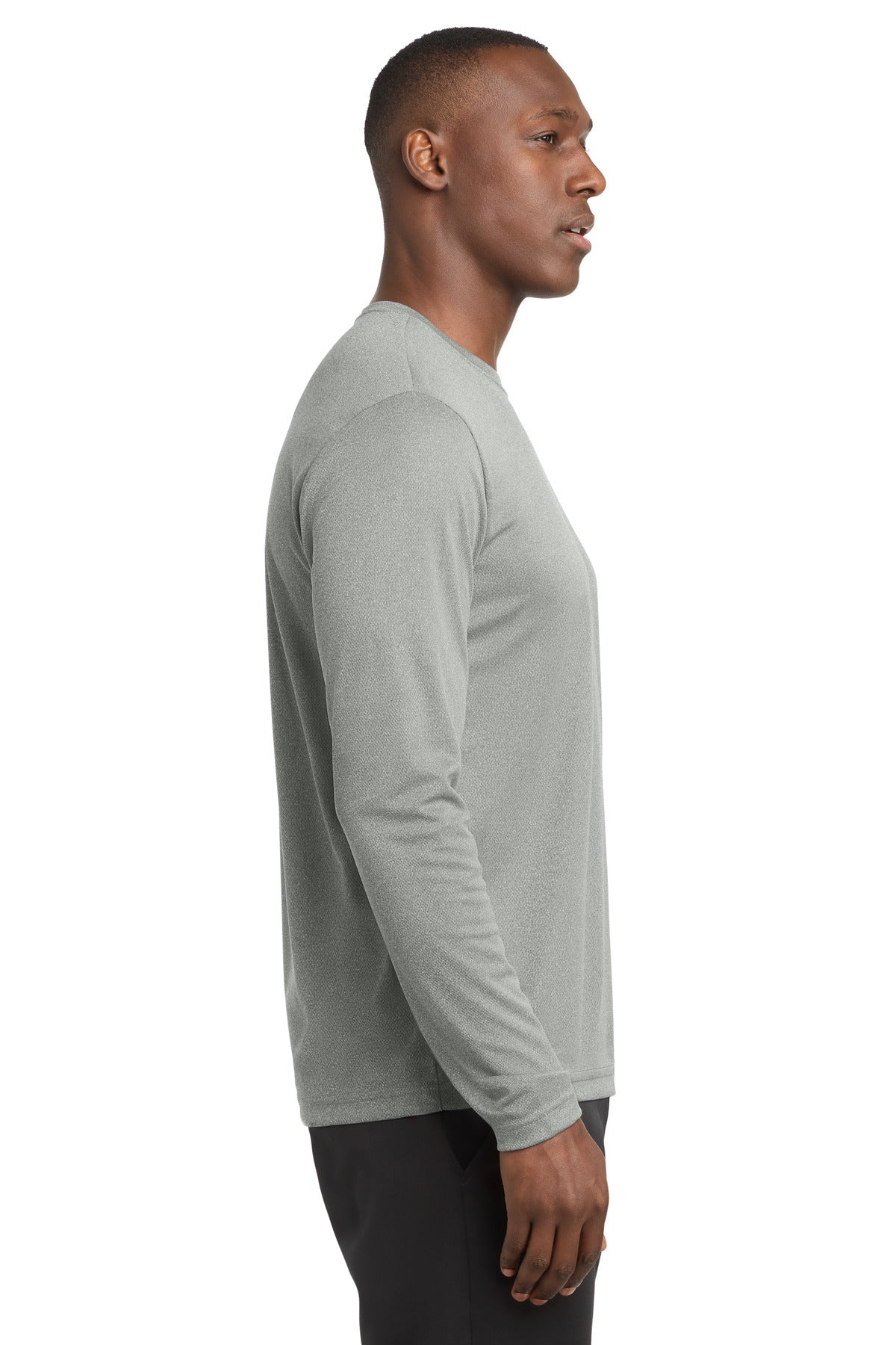Grey Heather Sport-Tek PosiCharge RacerMesh Long Sleeve Tee. ST340LS