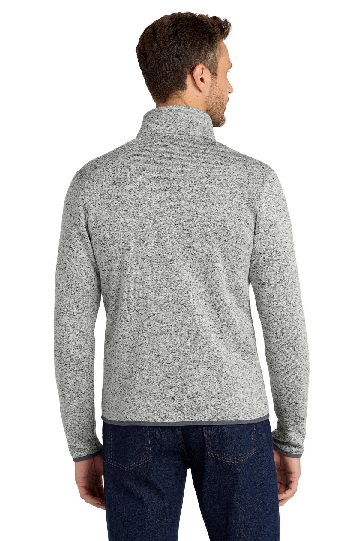 Grey Hthr Port Authority Sweater Fleece Jacket. F232