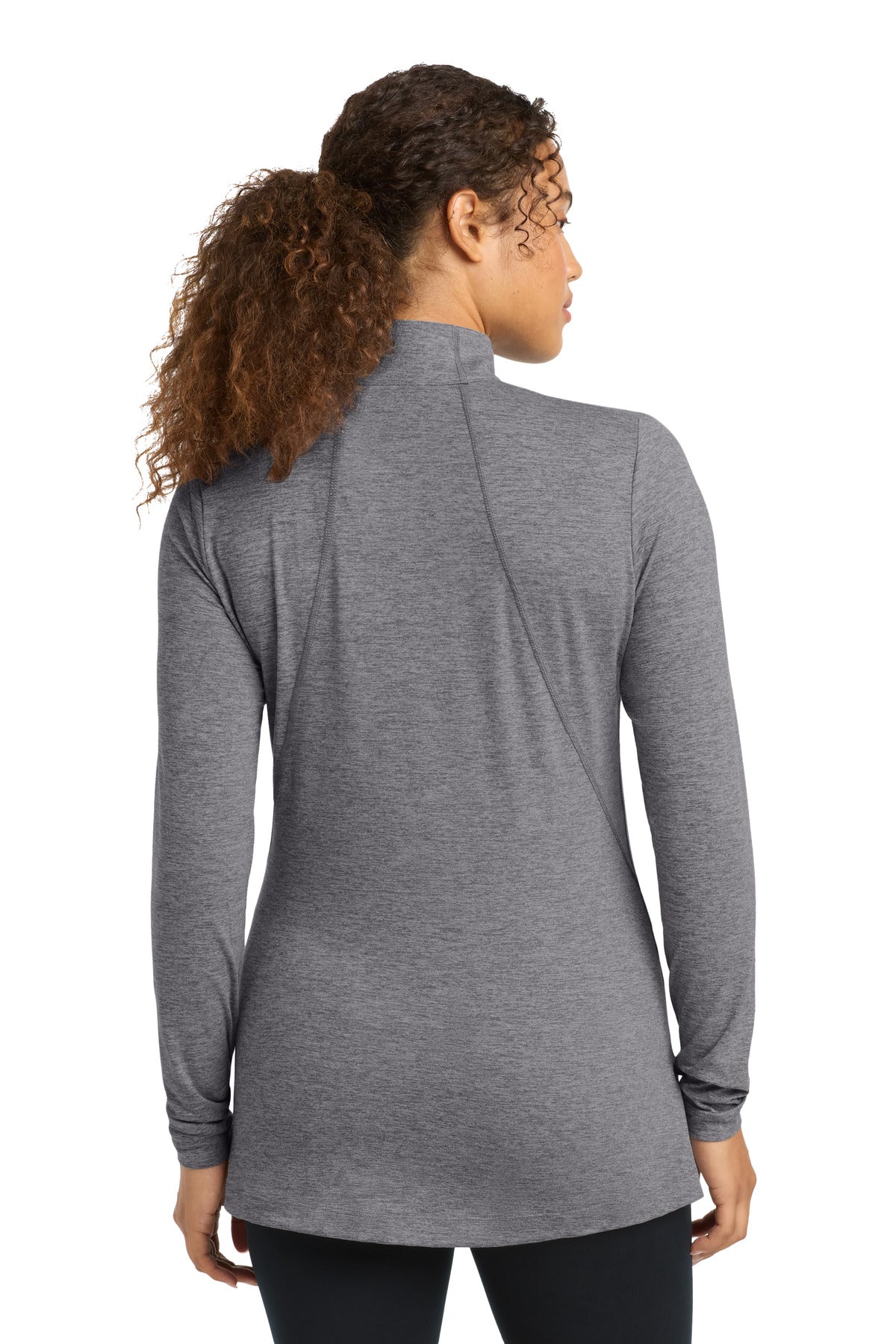 Grey Hthr Sport-Tek Women's Exchange 1.5 Long Sleeve 1/2-Zip LST711