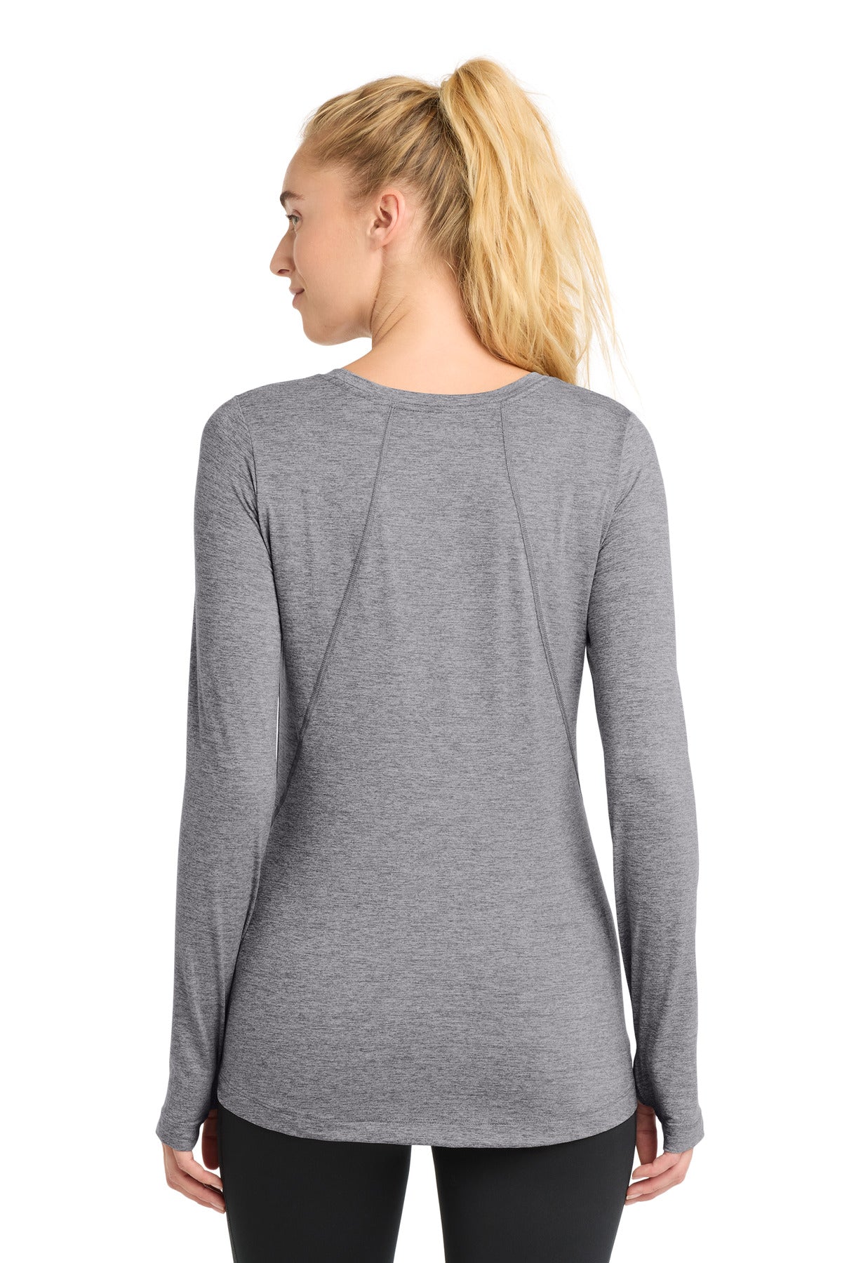 Grey Hthr Sport-Tek Women's Exchange 1.5 Long Sleeve Crew LST710