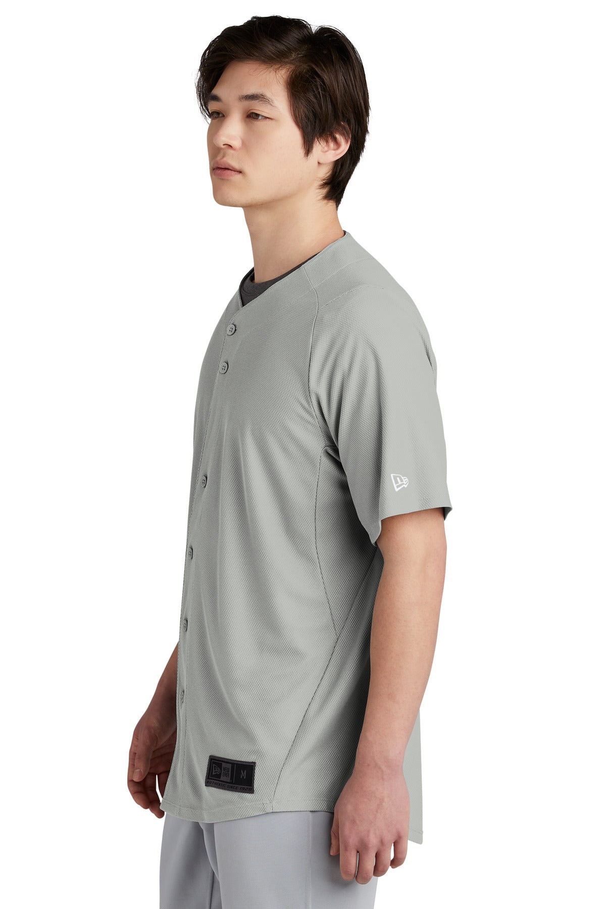Grey New Era Diamond Era Full-Button Jersey. NEA220