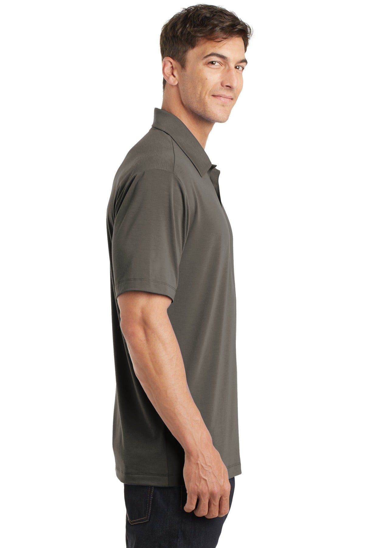 Grey Smoke Port Authority Cotton Touch Performance Polo. K568