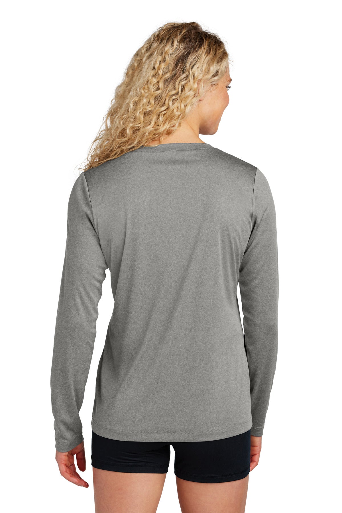 GryConHthr Sport-Tek Women's Long Sleeve PosiCharge Competitor V-Neck Tee. LST353LS