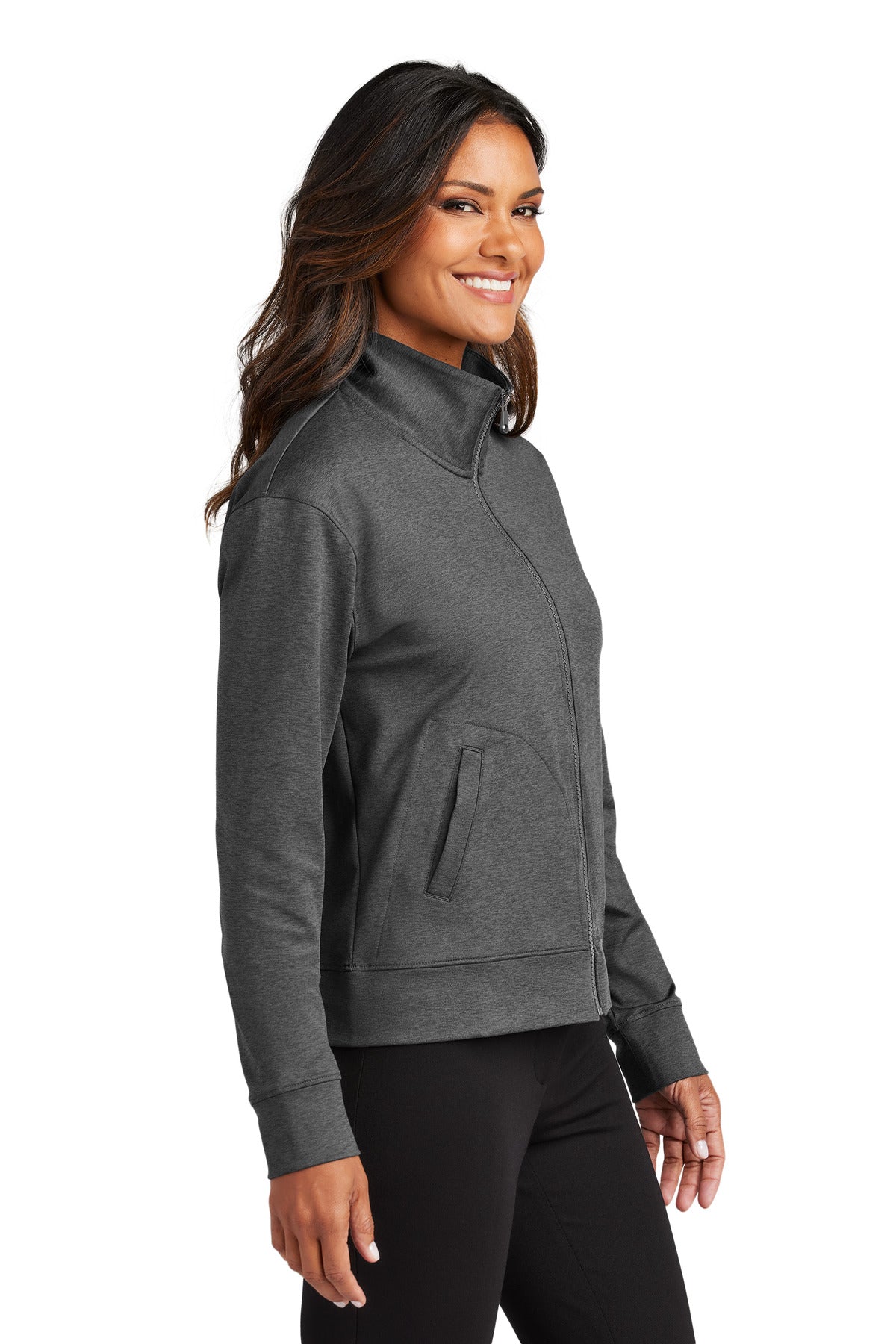 GryStlHthr Port Authority Women's C-FREE Double Knit Full-Zip LK881