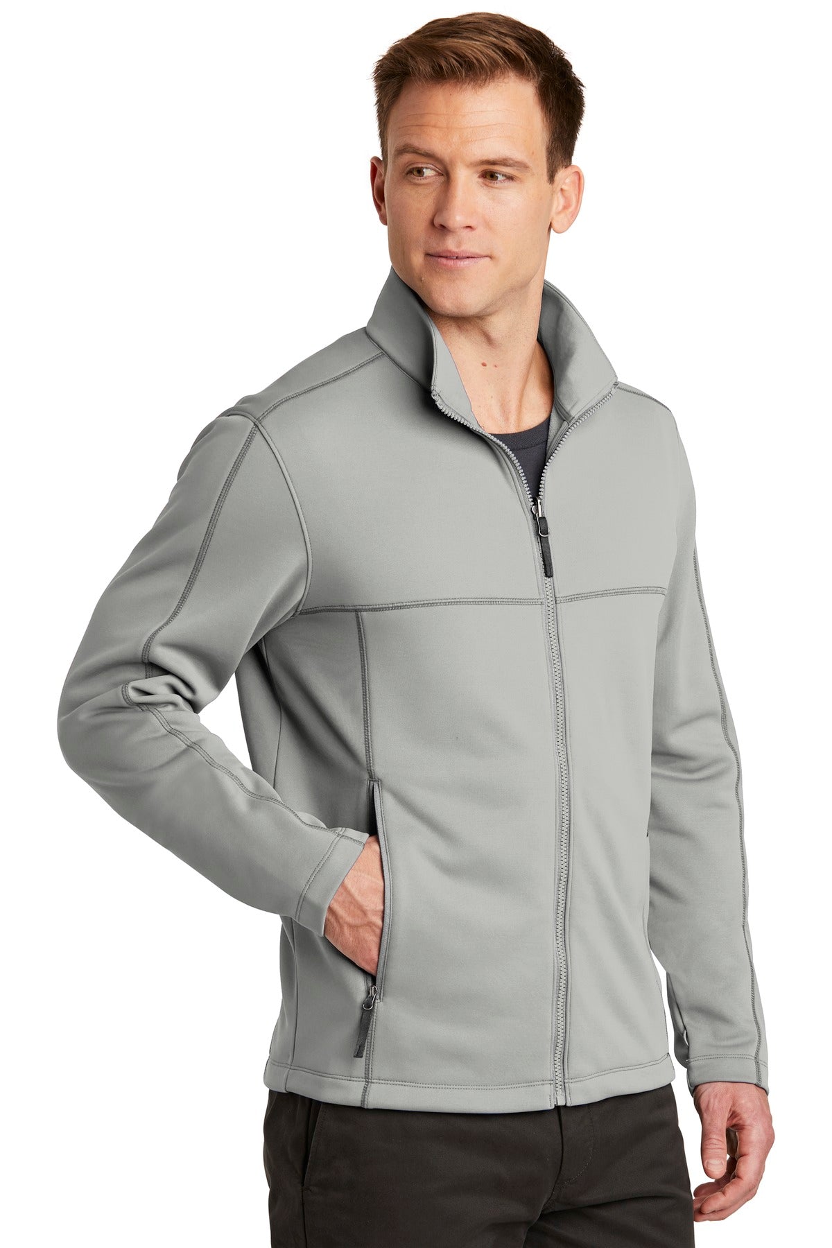 Gusty Grey Port Authority Collective Smooth Fleece Jacket. F904