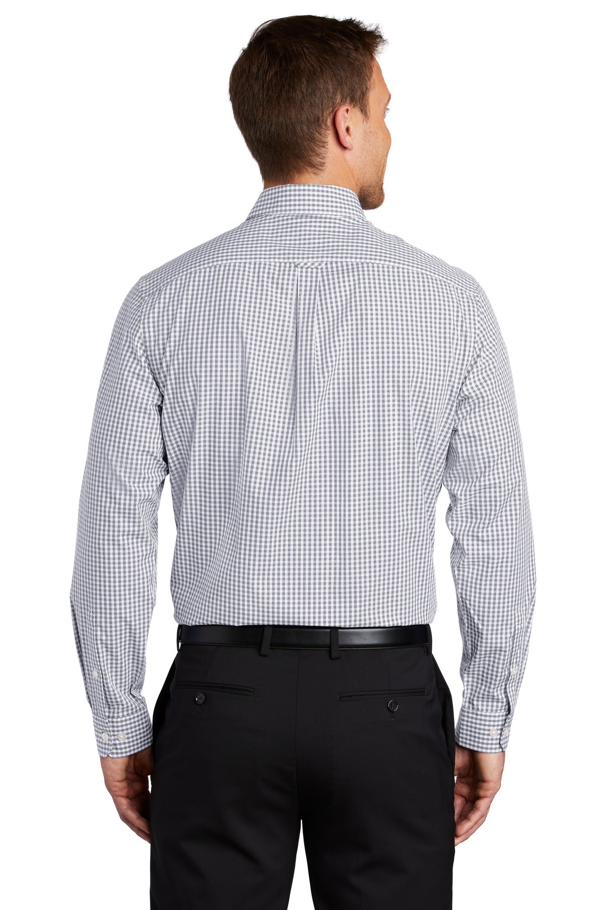 Gusty Grey/Wht Port Authority Broadcloth Gingham Easy Care Shirt W644