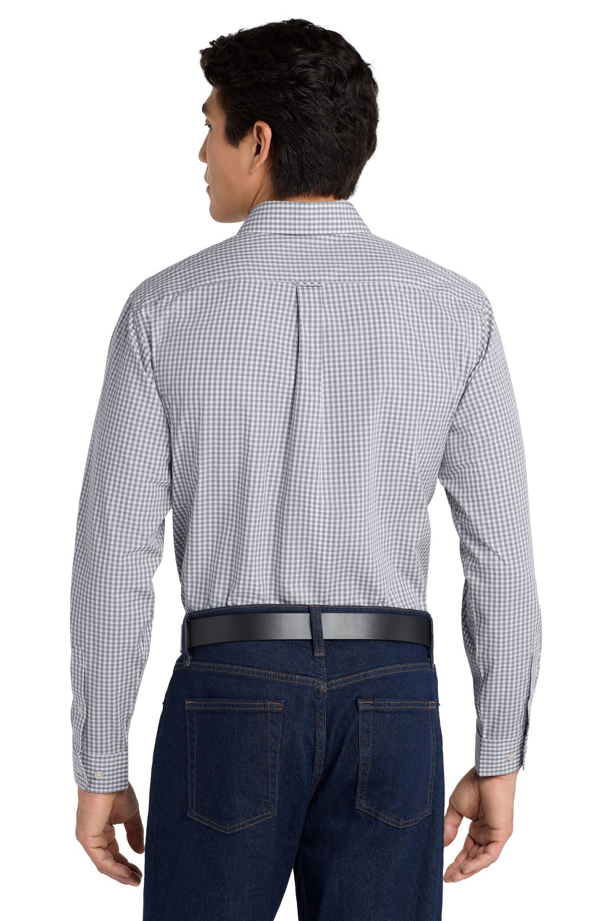 Gusty Grey/Wht Port Authority Broadcloth Gingham Easy Care Shirt W644