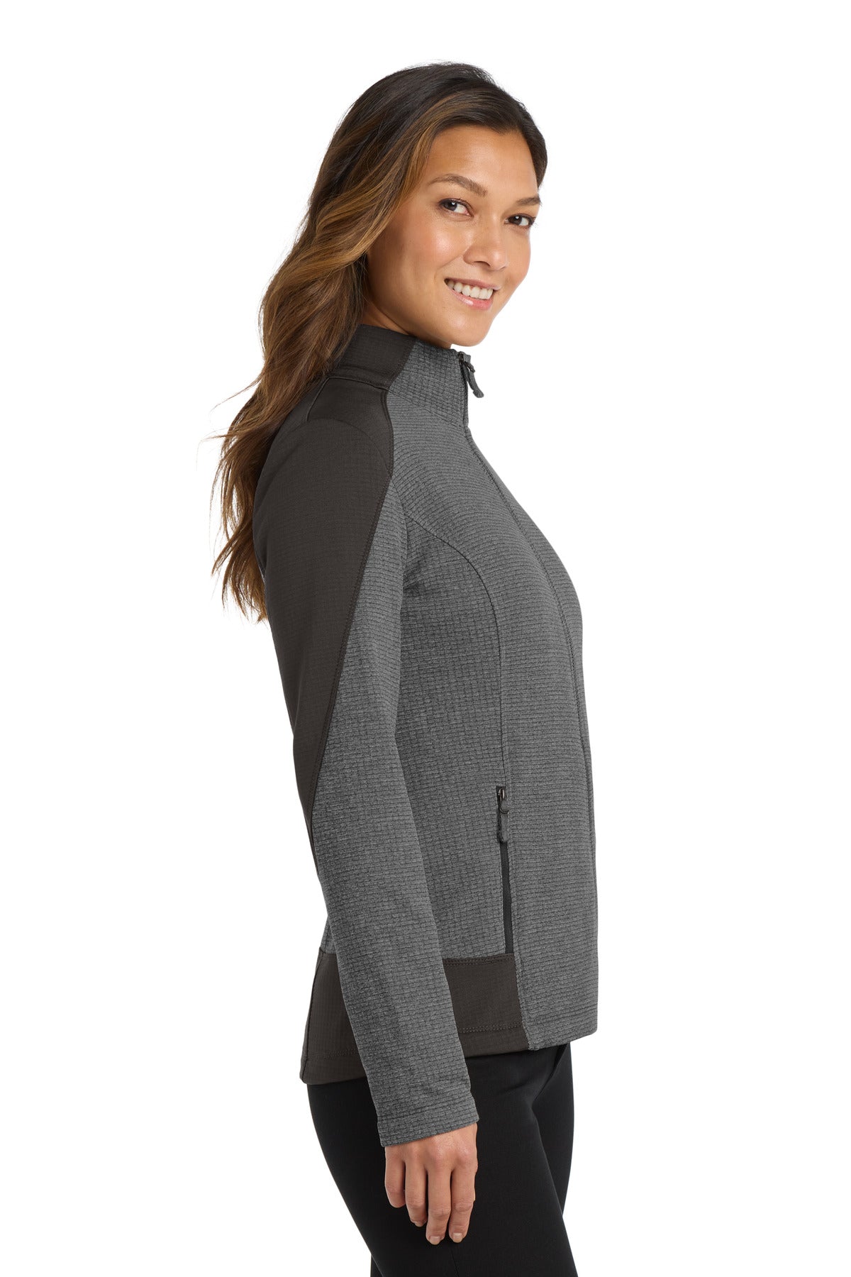 Gy Smk H/Gy Sm Port Authority Women's Grid Fleece Jacket. L239