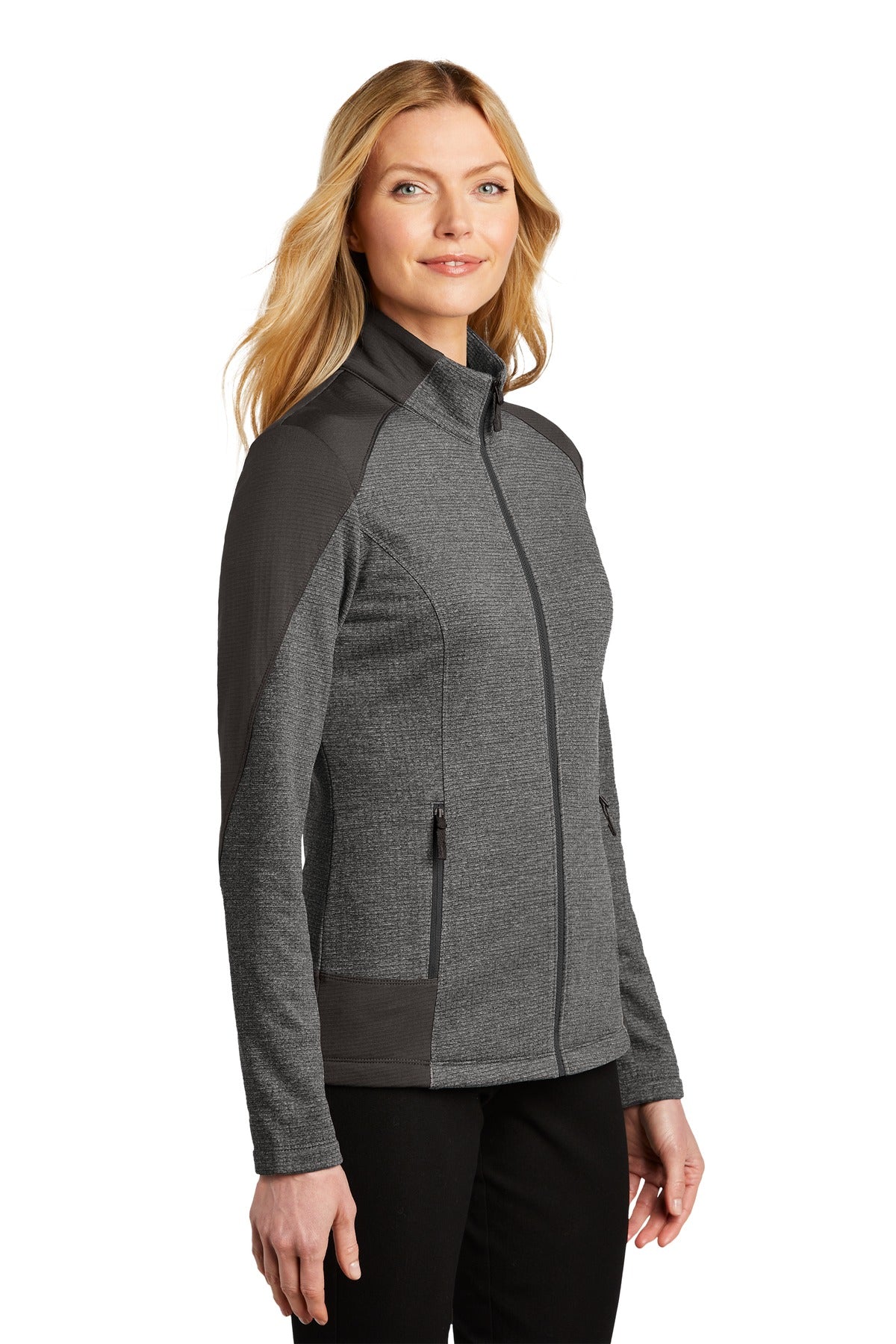 Gy Smk H/Gy Sm Port Authority Women's Grid Fleece Jacket. L239