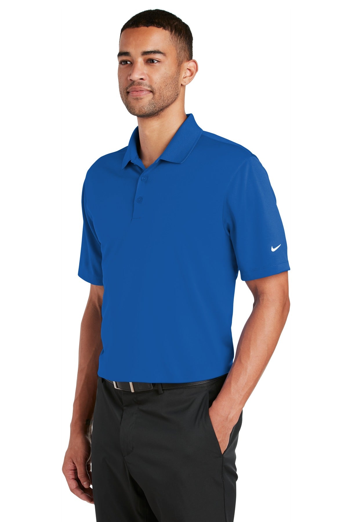 Gym Blue Nike Dri-FIT Classic Fit Players Polo with Flat Knit Collar. 838956