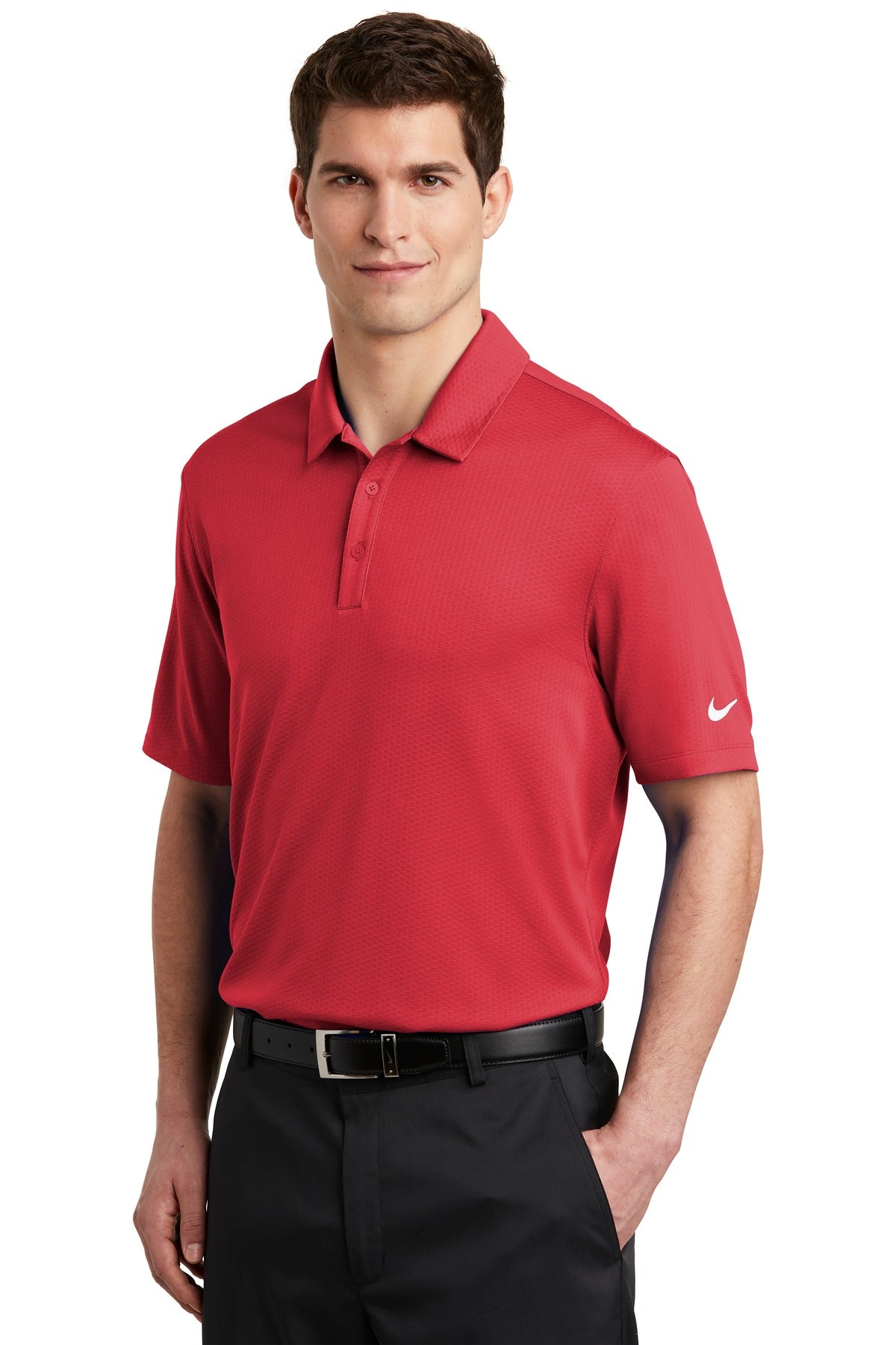 Gym Red Nike Dri-FIT Hex Textured Polo. NKAH6266