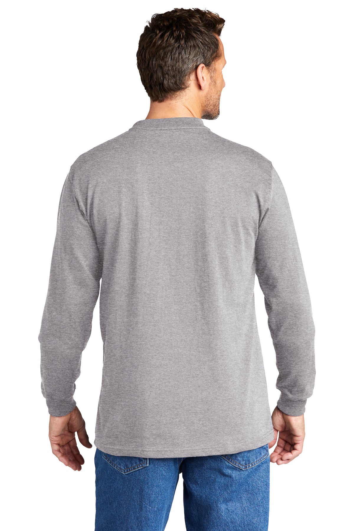 Heather Grey Carhartt Long Sleeve Henley T-Shirt CTK128