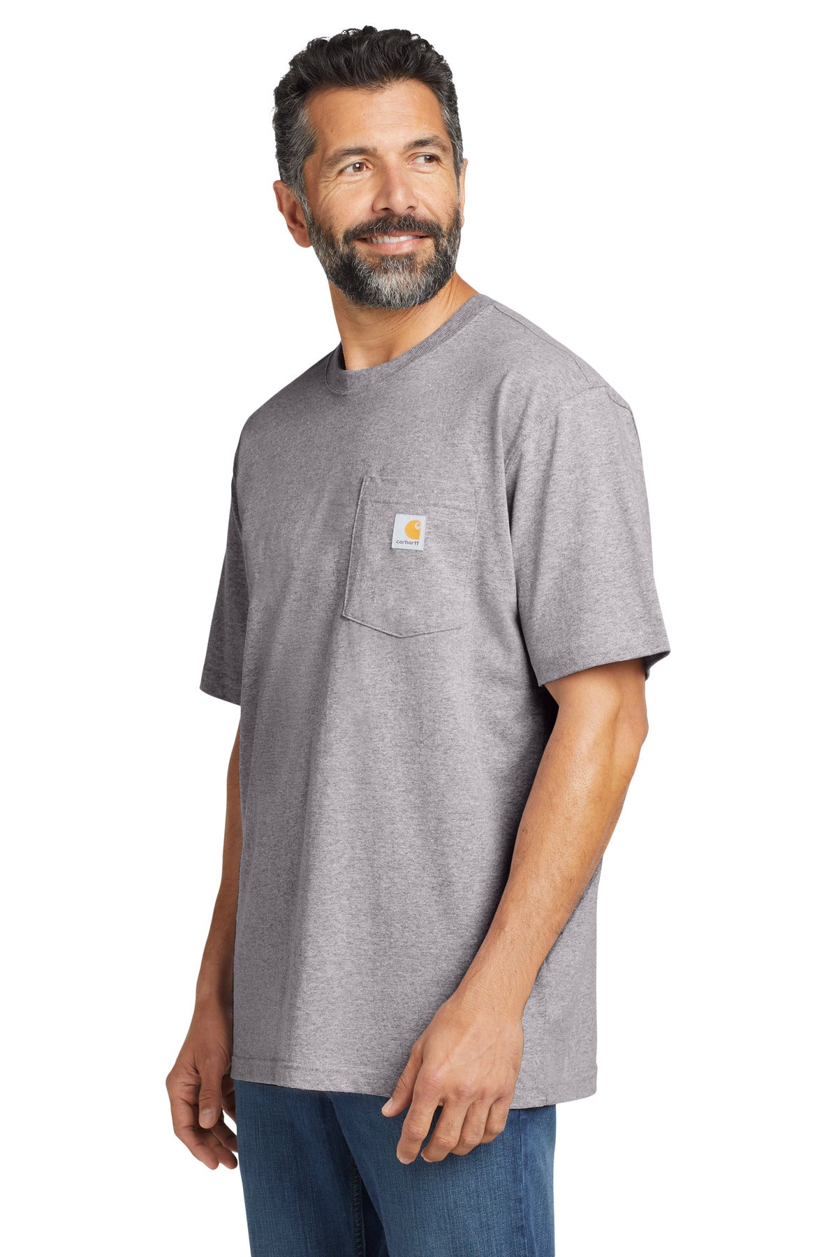 Heather Grey Carhartt Tall Workwear Pocket Short Sleeve T-Shirt. CTTK87