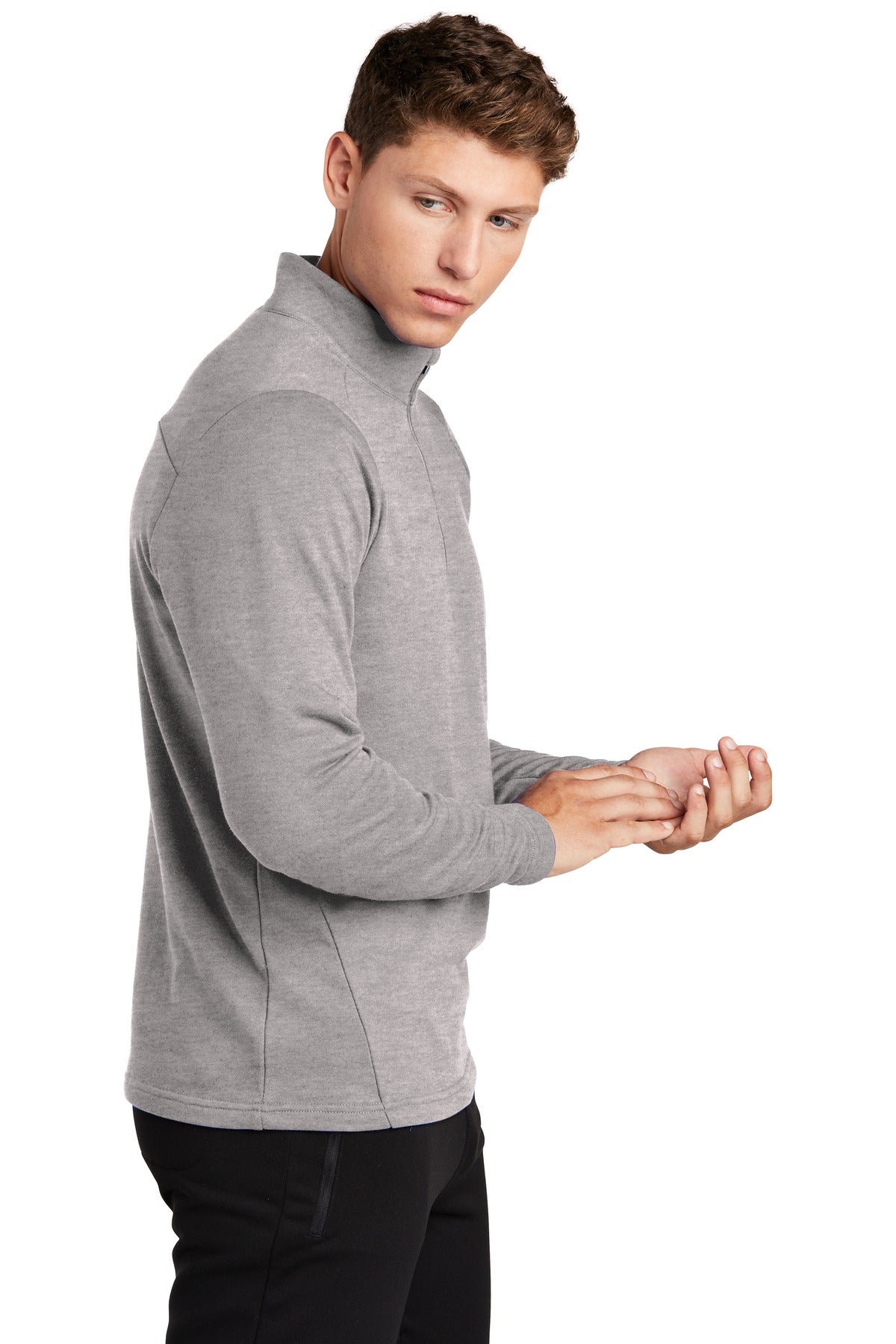 Heather Grey Sport-Tek Lightweight French Terry 1/4-Zip Pullover. ST273