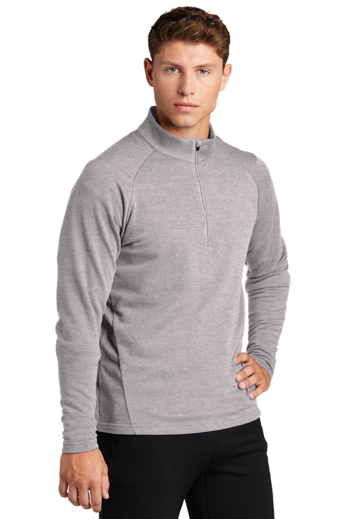 Heather Grey Sport-Tek Lightweight French Terry 1/4-Zip Pullover. ST273