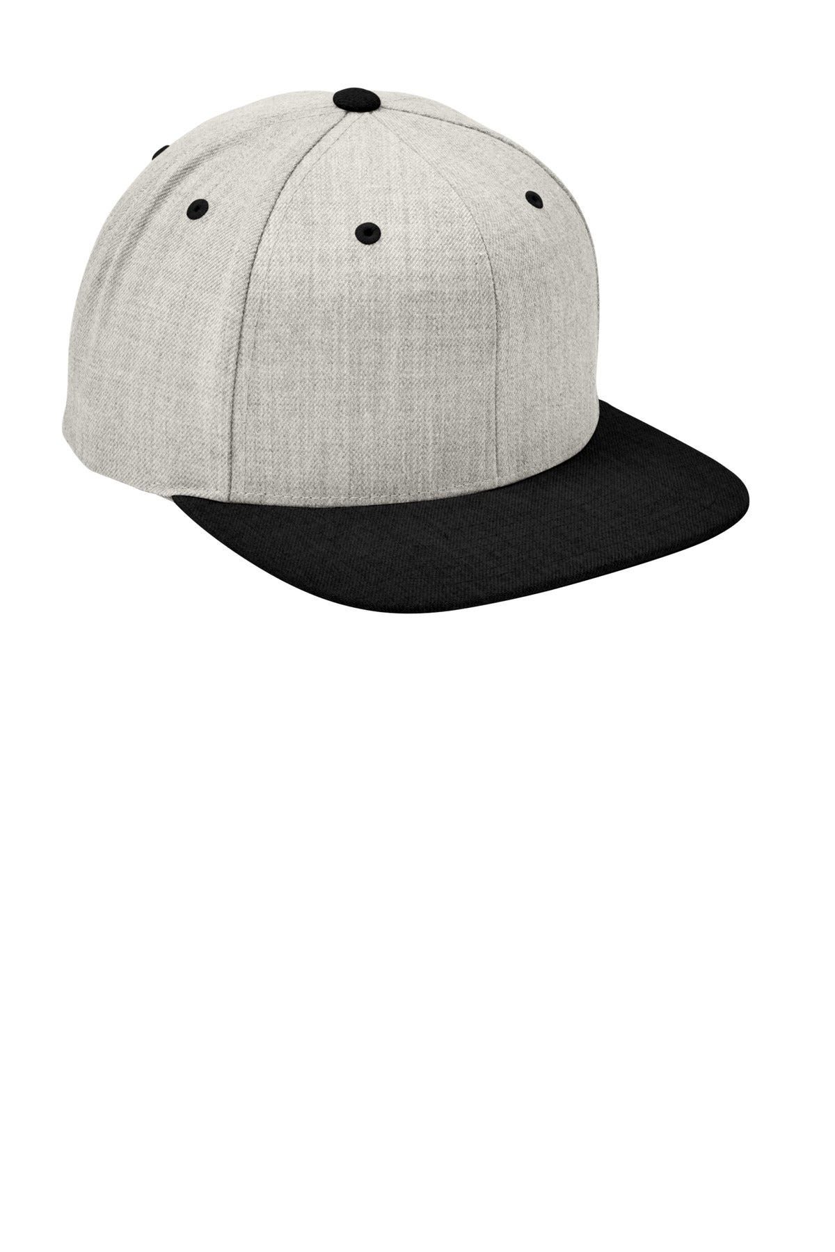 Heather/Black Sport-Tek YP Classics Flat Bill Snapback Cap. STC19