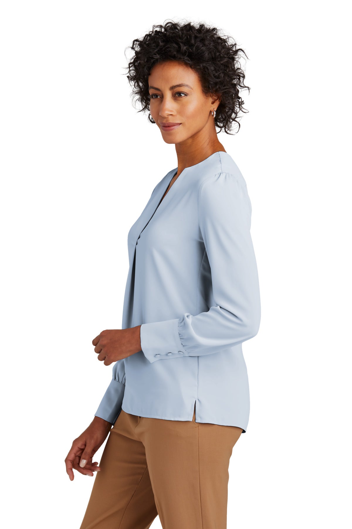 HeriBlue Brooks Brothers Women's Open-Neck Satin Blouse BB18009