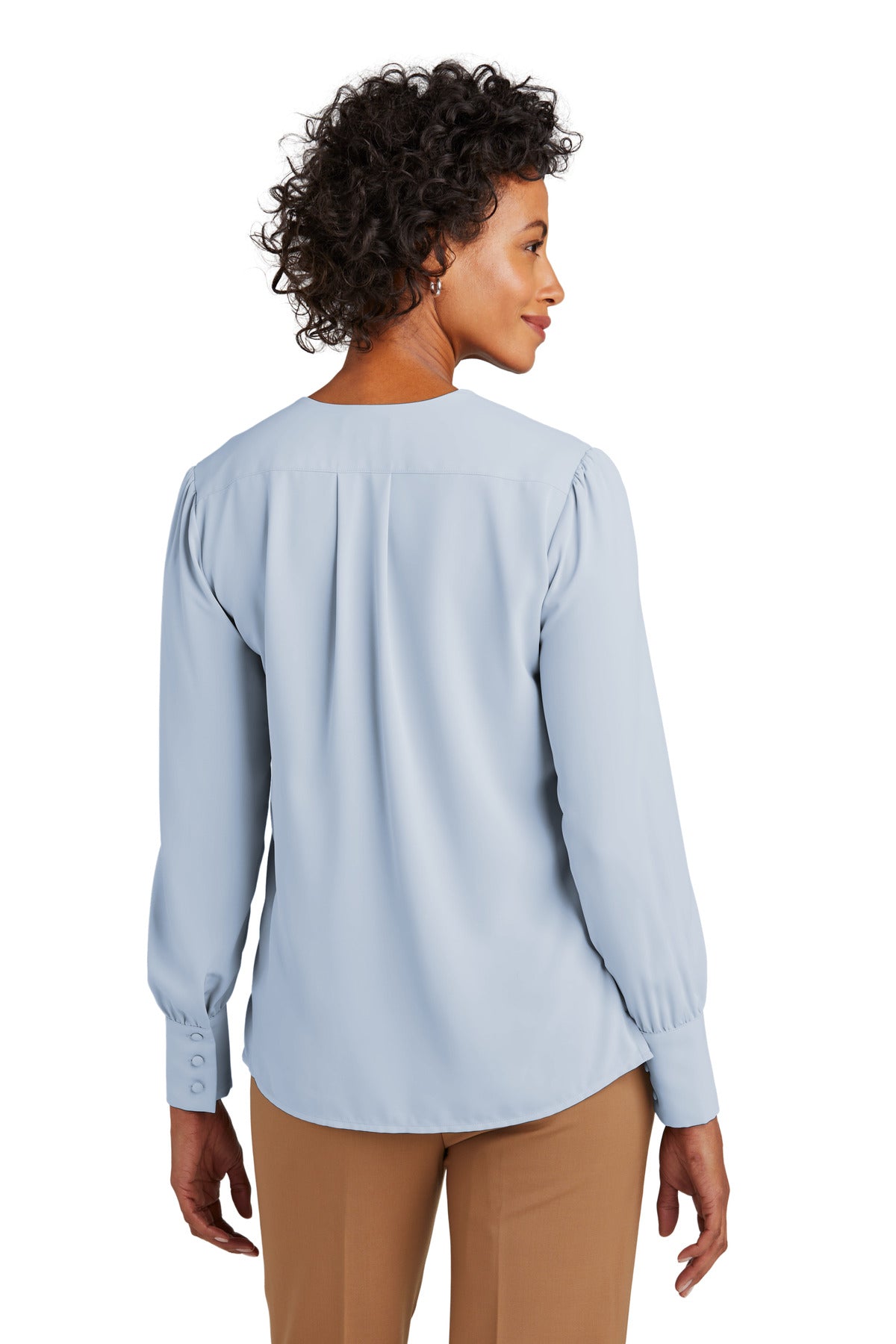 HeriBlue Brooks Brothers Women's Open-Neck Satin Blouse BB18009