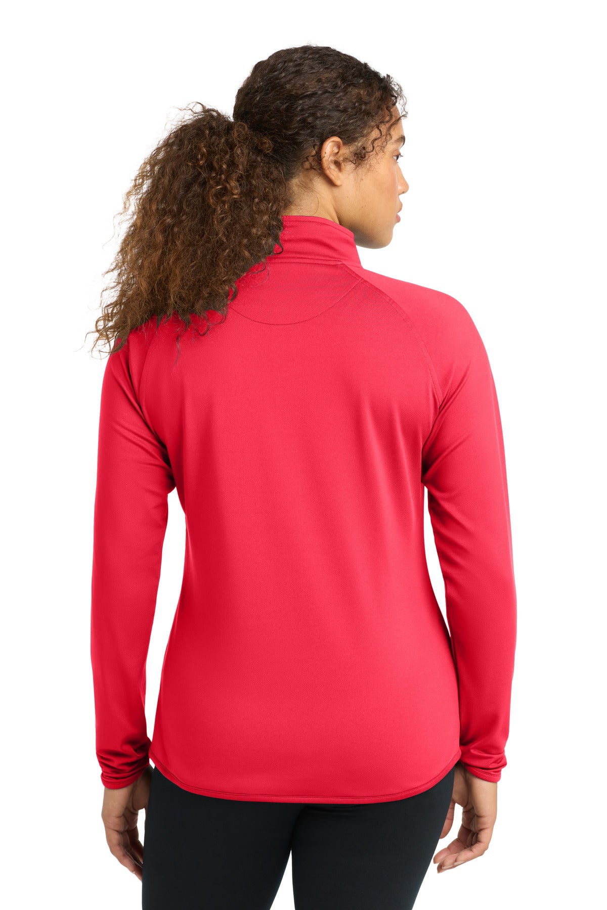 Hot Coral Sport-Tek Women's Sport-Wick Stretch 1/4-Zip Pullover. LST850