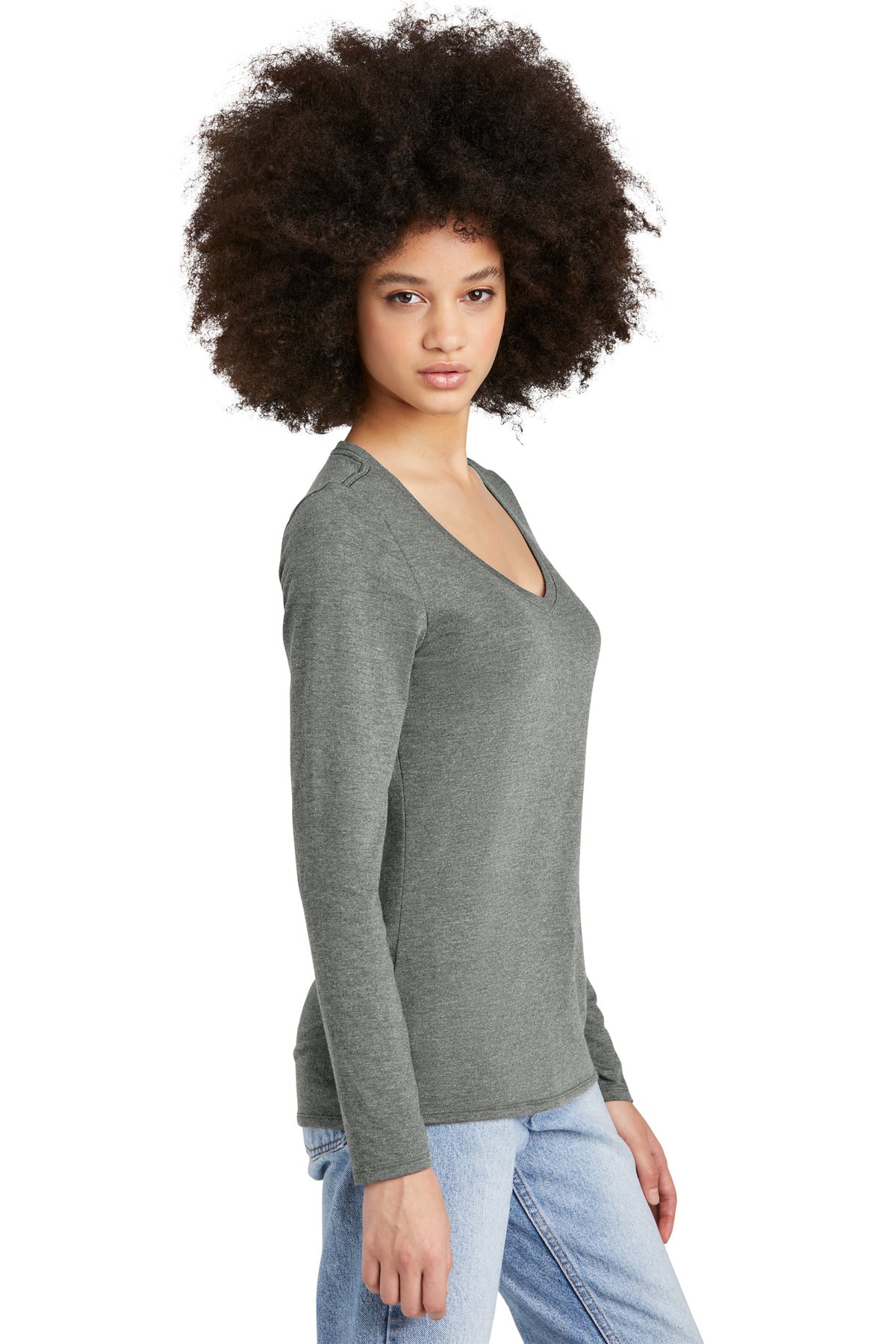 HtdChar District Women's Perfect Tri Long Sleeve V-Neck Tee DT135