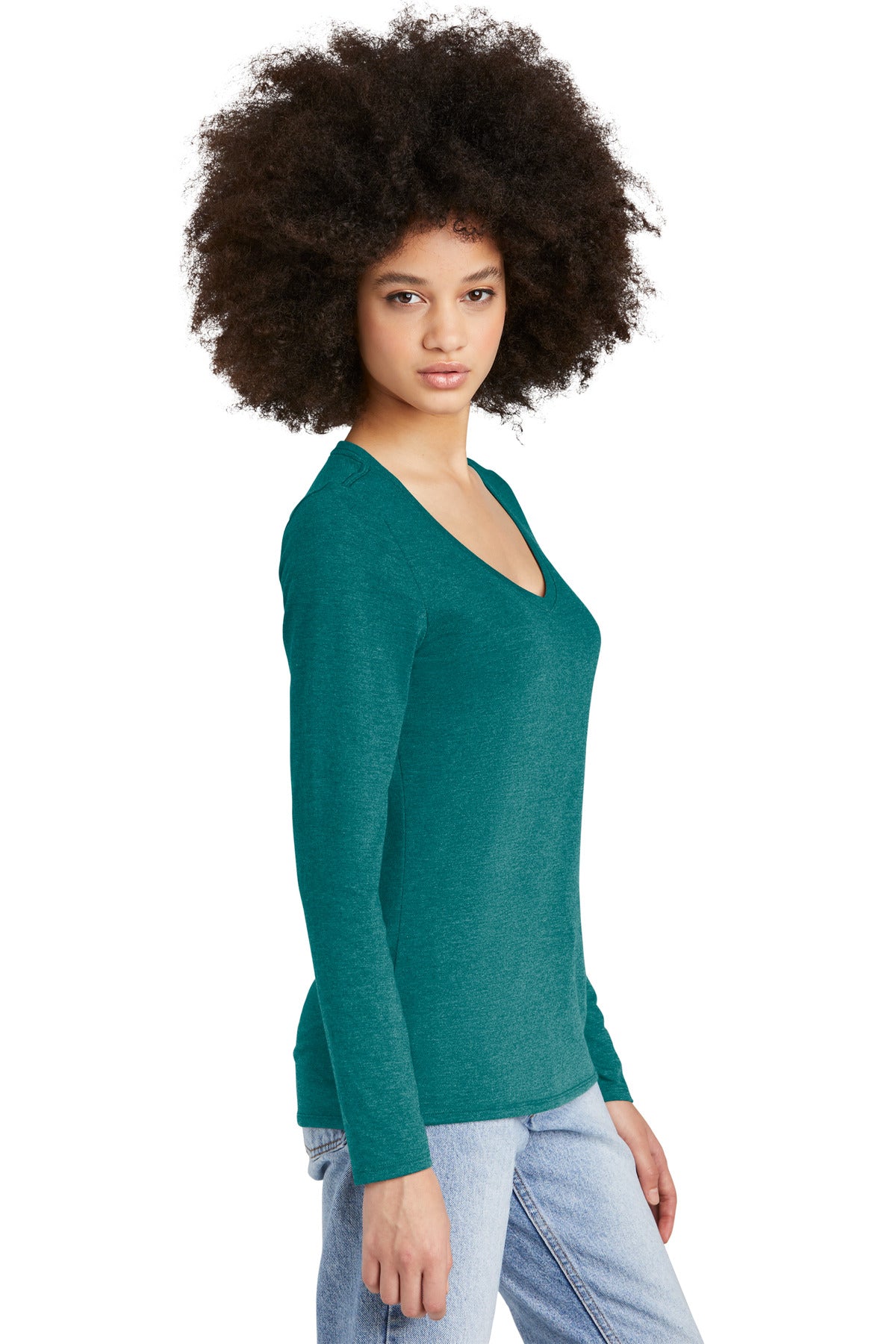 HtdTeal District Women's Perfect Tri Long Sleeve V-Neck Tee DT135