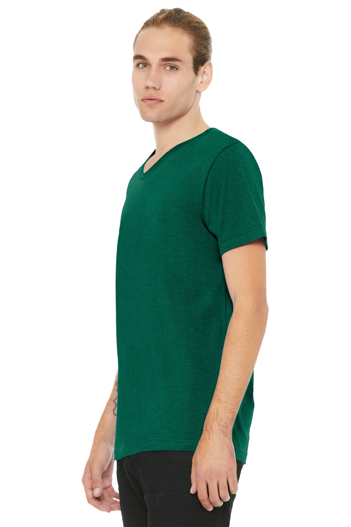 HtGrassGrn BELLA+CANVAS Unisex Heather CVC V-Neck Tee BC3005CVC