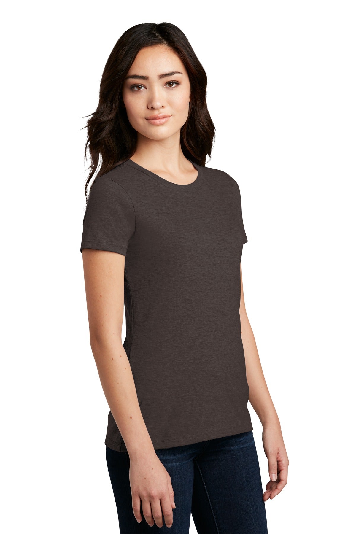 Hthr Brown District Women's Perfect Blend CVC Tee. DM108L