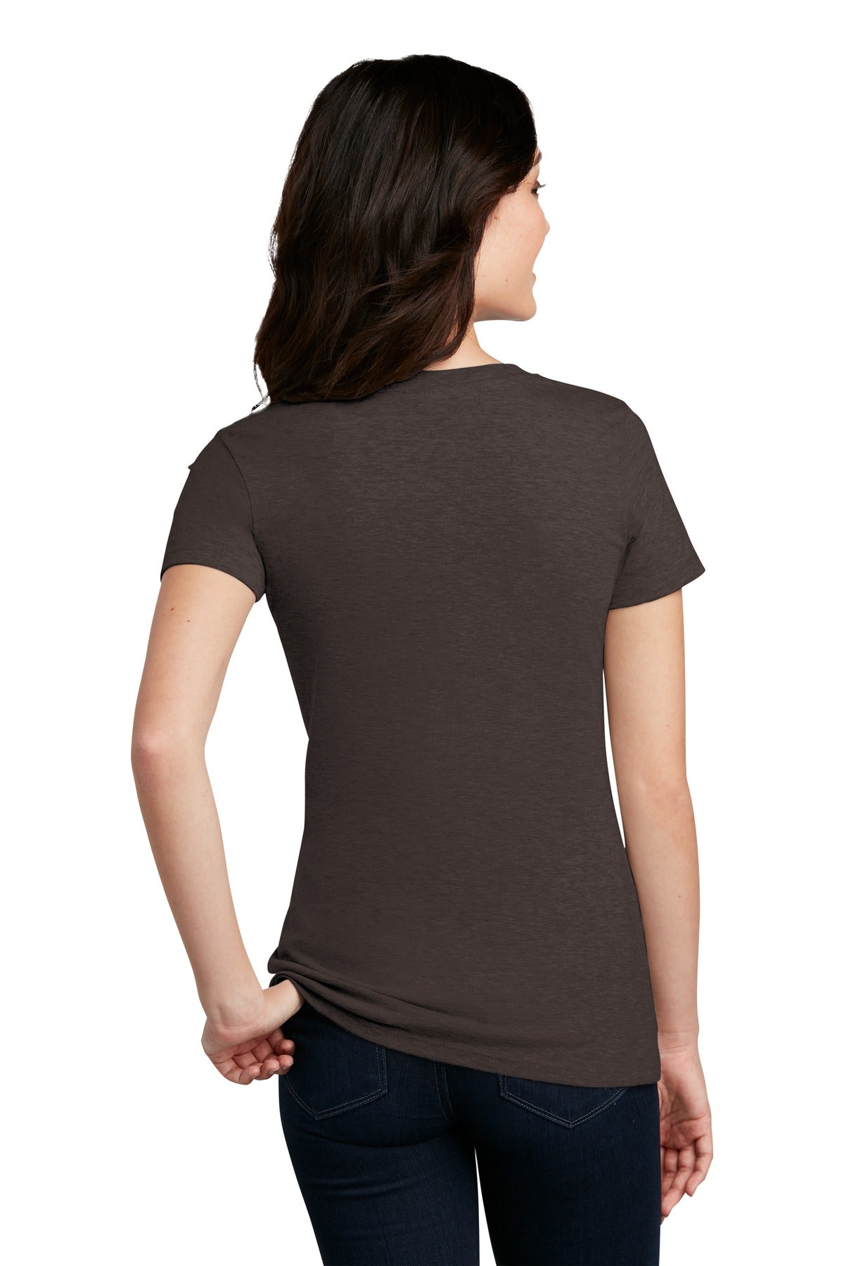Hthr Brown District Women's Perfect Blend CVC Tee. DM108L