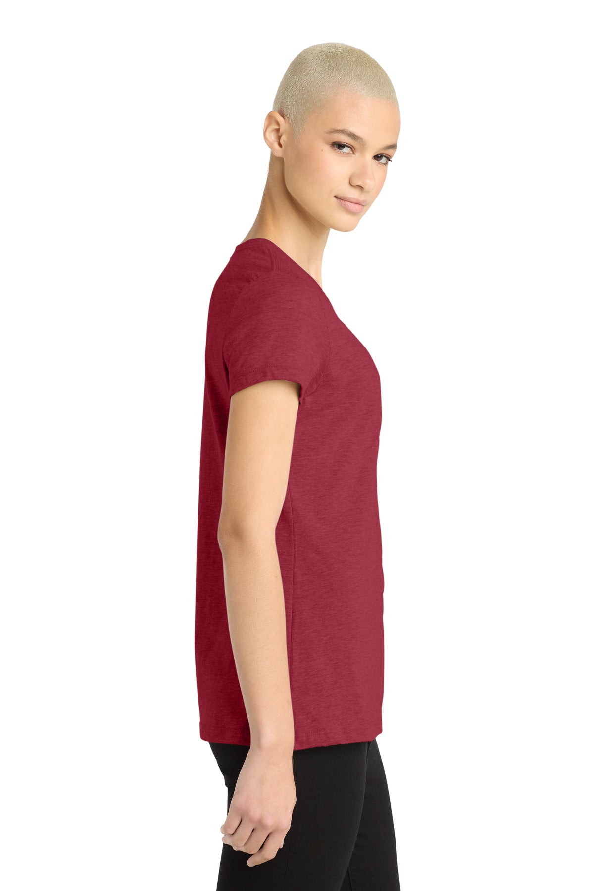 Hthr Red District Women's Perfect Blend CVC Tee. DM108L