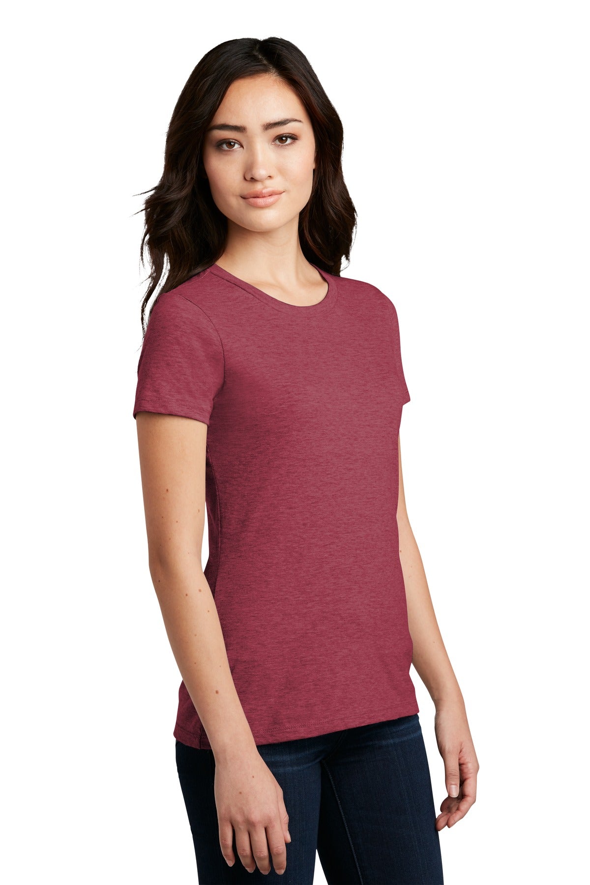Hthr Red District Women's Perfect Blend CVC Tee. DM108L