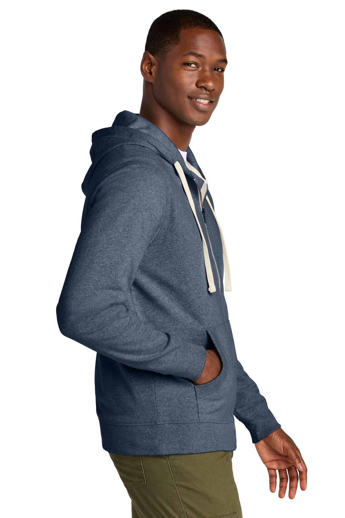 Hthrd Navy District Re-Fleece Full-Zip Hoodie DT8102