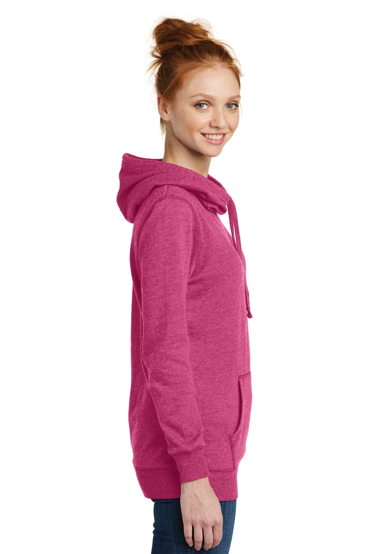 Hthrd Pink Aza District Women's Lightweight Fleece Hoodie. DM493