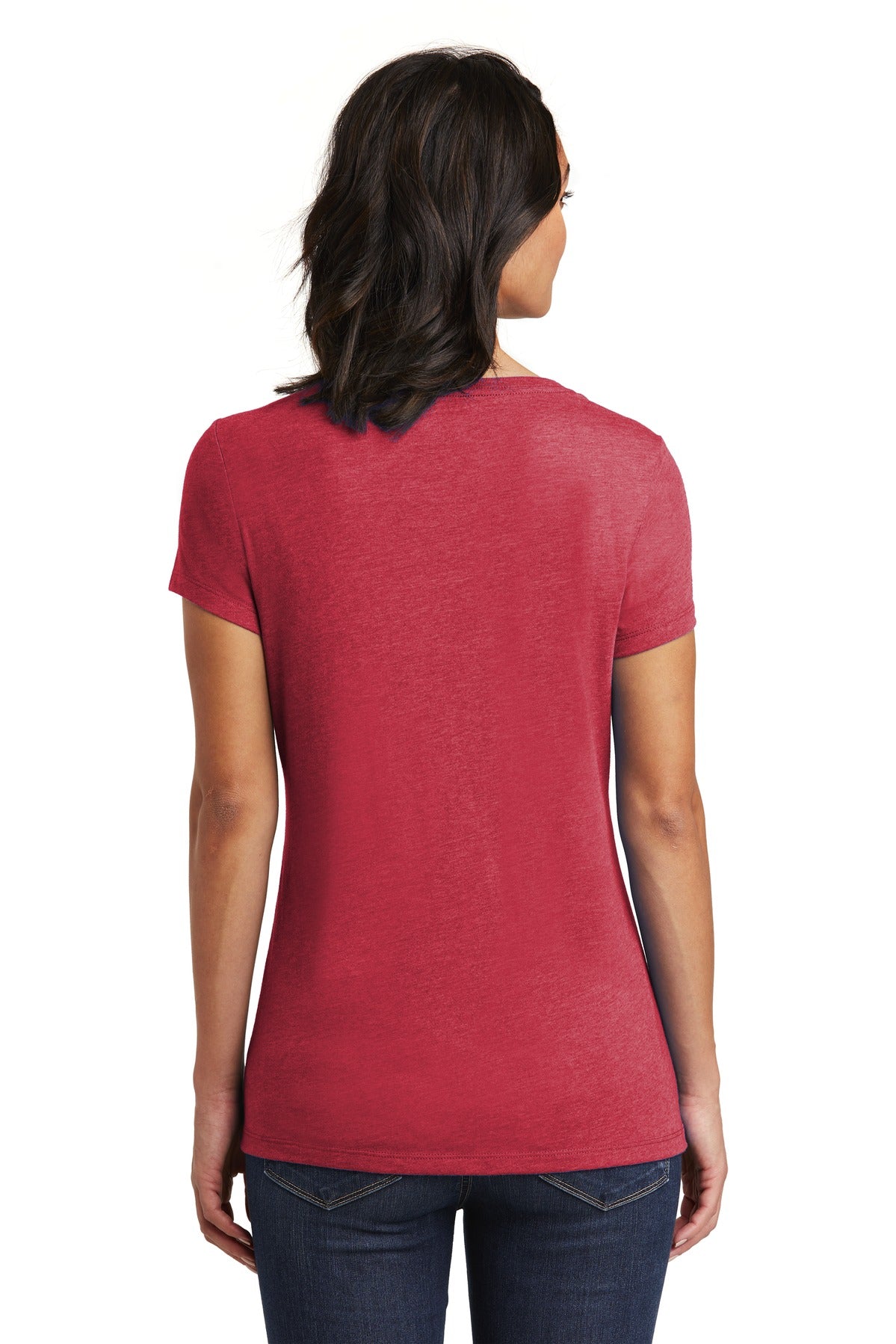 Hthrd Red District Women's Very Important Tee V-Neck. DT6503