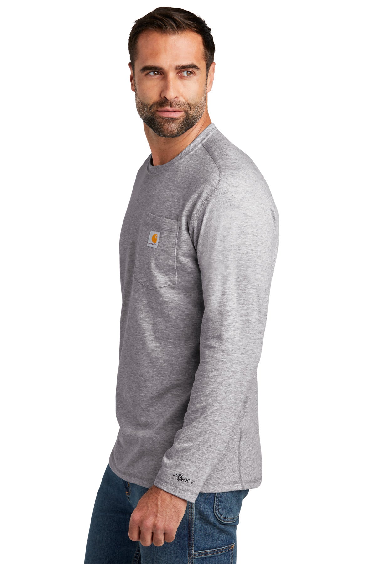 HthrGrey Carhartt Force Long Sleeve Pocket T-Shirt CT106656