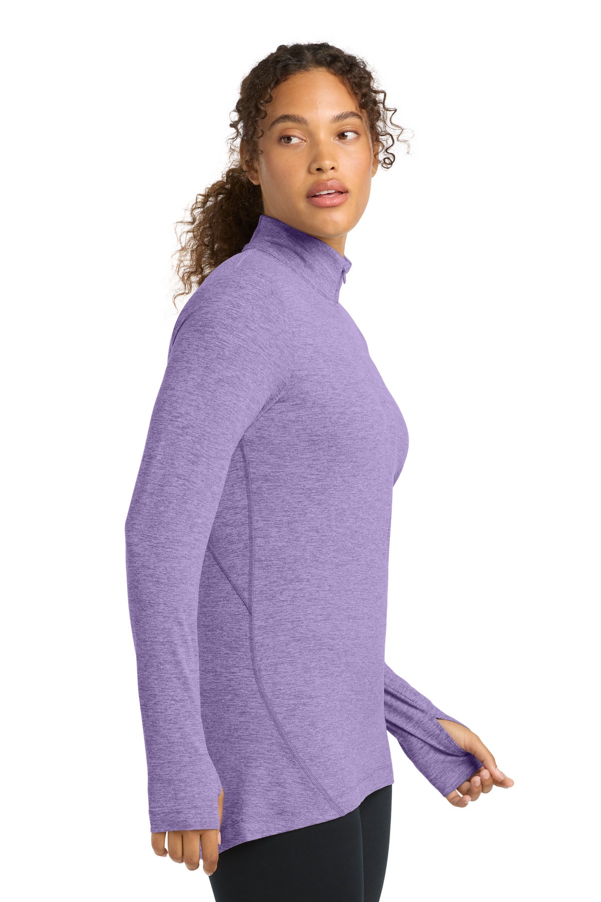 Hyacinth Hthr Sport-Tek Women's Exchange 1.5 Long Sleeve 1/2-Zip LST711