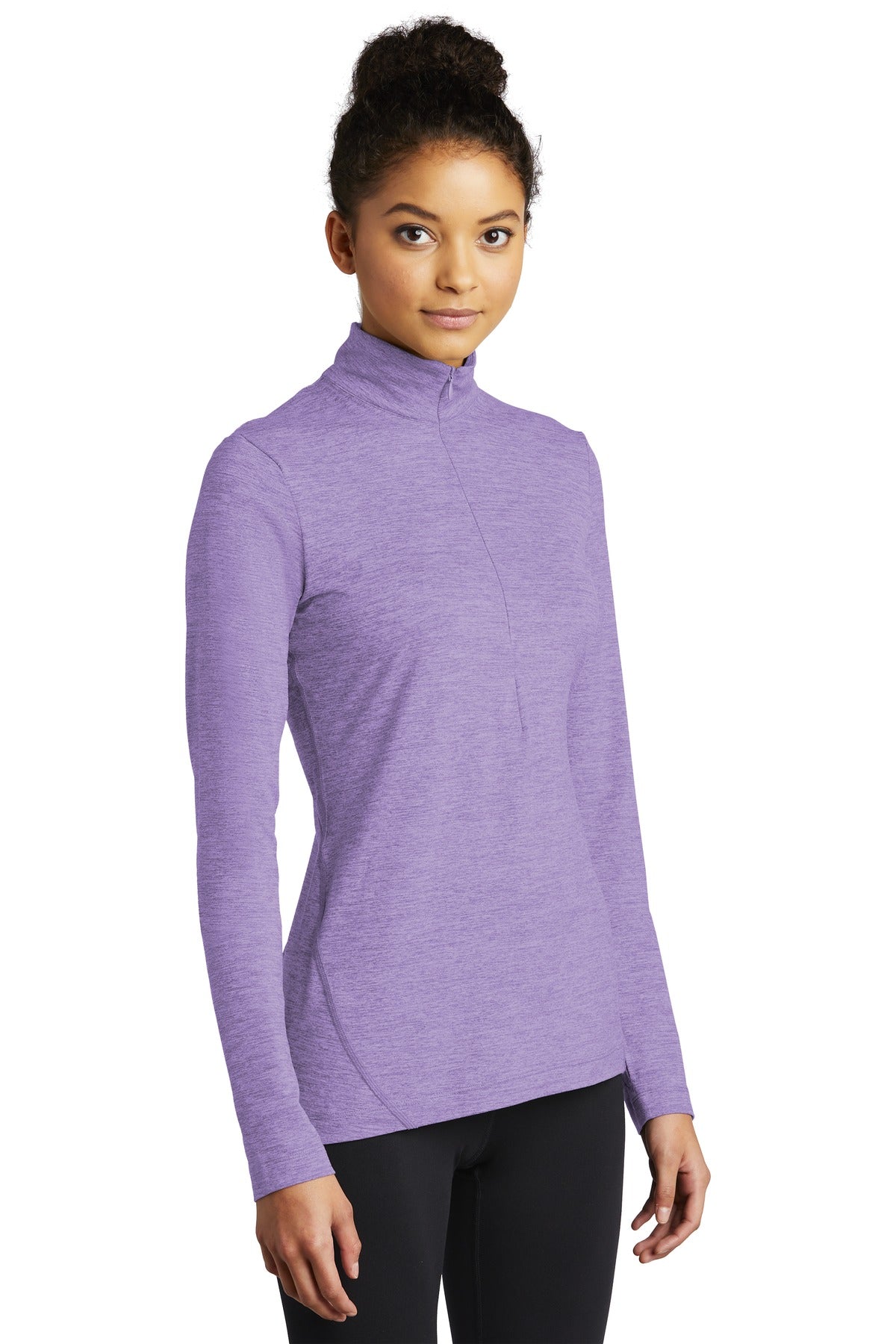 Hyacinth Hthr Sport-Tek Women's Exchange 1.5 Long Sleeve 1/2-Zip LST711