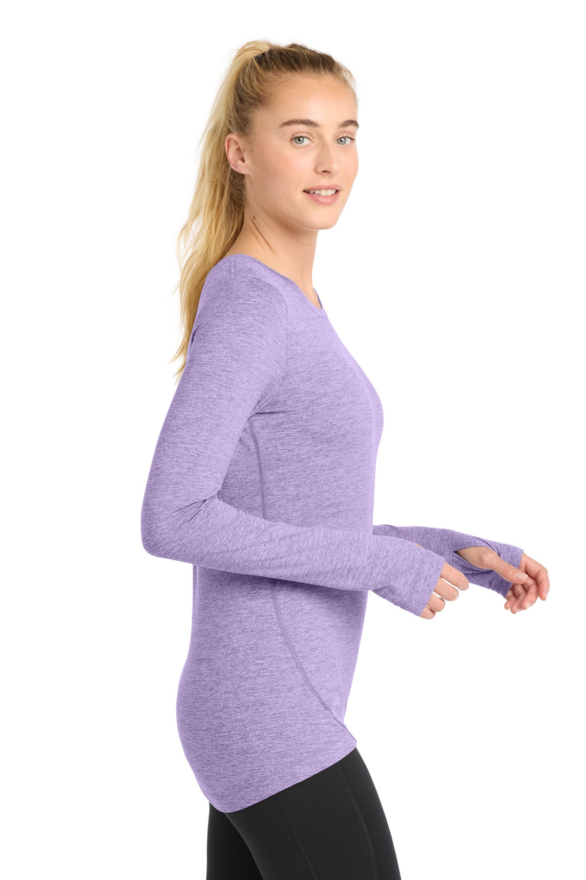 Hyacinth Hthr Sport-Tek Women's Exchange 1.5 Long Sleeve Crew LST710