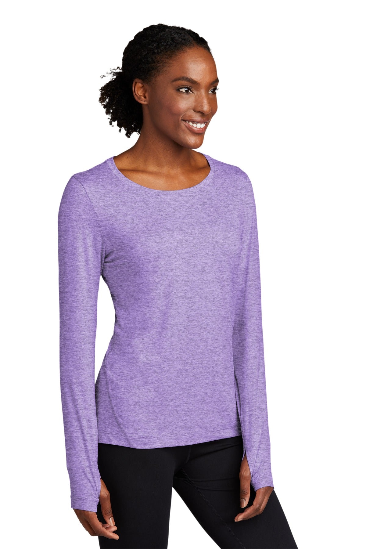 Hyacinth Hthr Sport-Tek Women's Exchange 1.5 Long Sleeve Crew LST710