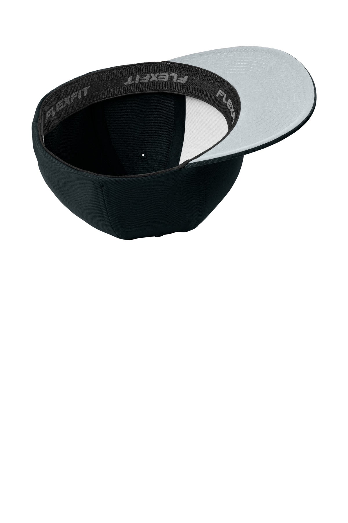 Inside View of Black Sport-Tek Flexfit Flat Bill Cap STC56