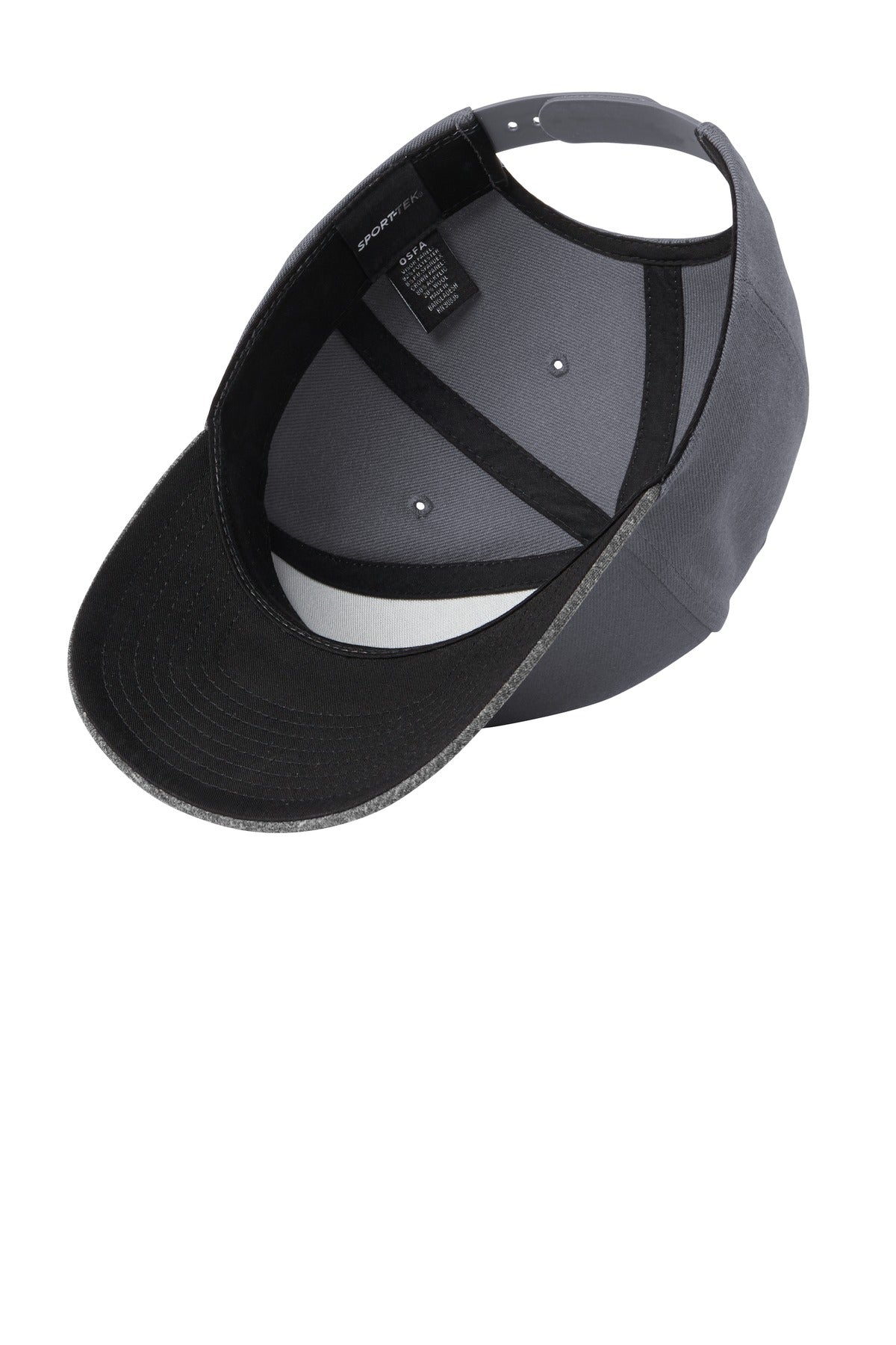 Inside View of Graphite/Gy He Sport-Tek YP Classics Curve Bill Snapback Cap. STC43