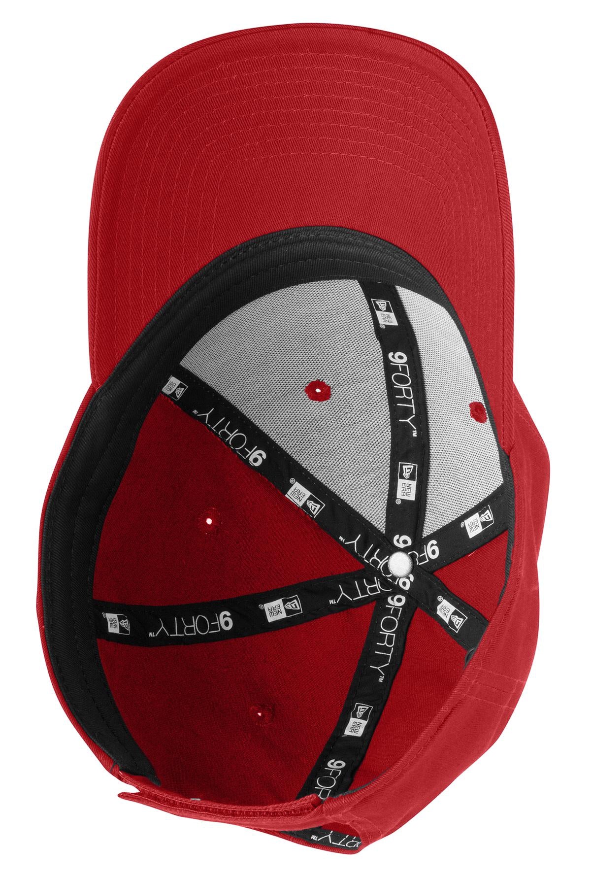 Inside View of Scarlet Red New Era - Adjustable Structured Cap. NE200