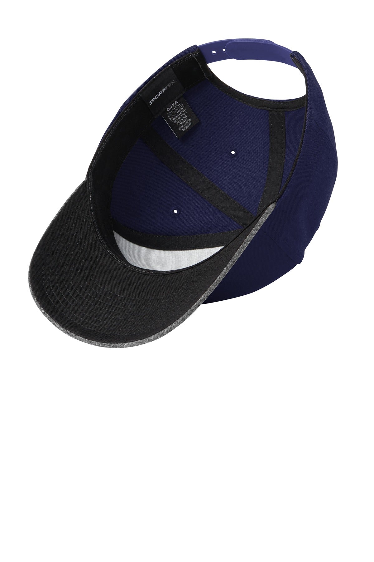 Inside View of True Navy/GyHe Sport-Tek YP Classics Curve Bill Snapback Cap. STC43