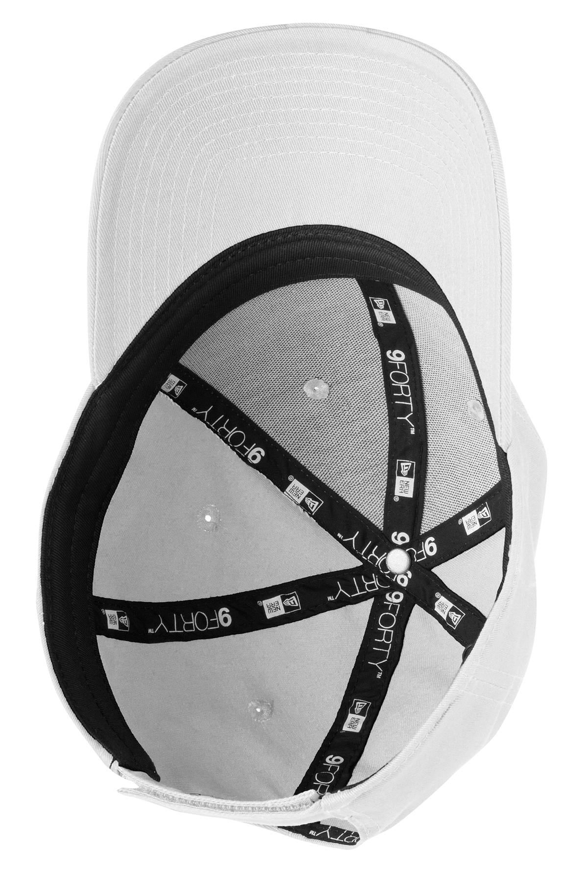 Inside View of White New Era - Adjustable Structured Cap. NE200